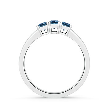 3mm AAA Classic Three Stone Enhanced Blue Diamond Engagement Ring in White Gold Product Image
