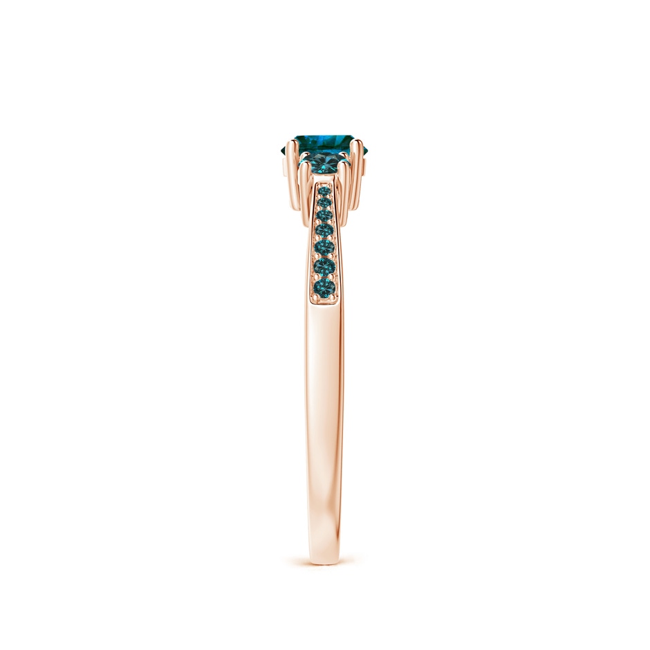 4.2mm AA Cathedral Three Stone Blue Diamond Engagement Ring in Rose Gold side-2