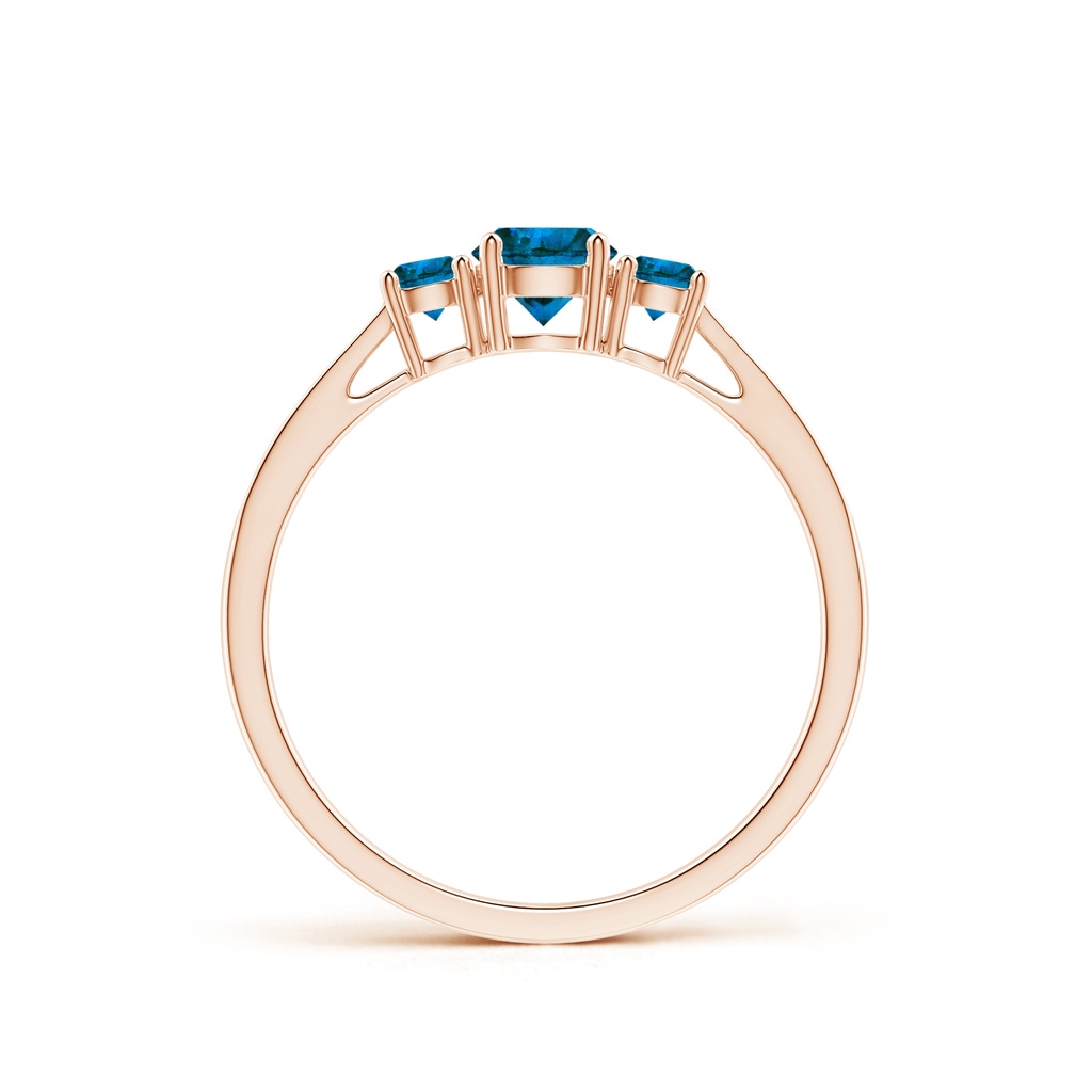 4.2mm AAA Cathedral Three Stone Blue Diamond Engagement Ring in Rose Gold - side_1