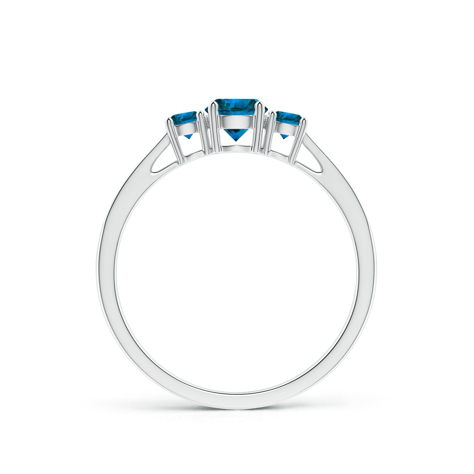 4.2mm AAA Cathedral Three Stone Blue Diamond Engagement Ring in White Gold side-1