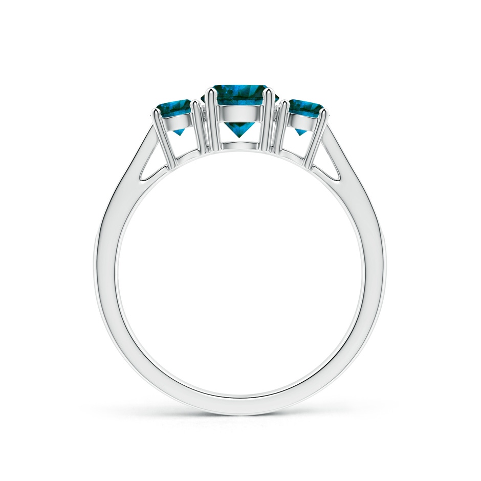 5.5mm AA Cathedral Three Stone Blue Diamond Engagement Ring in White Gold side-1