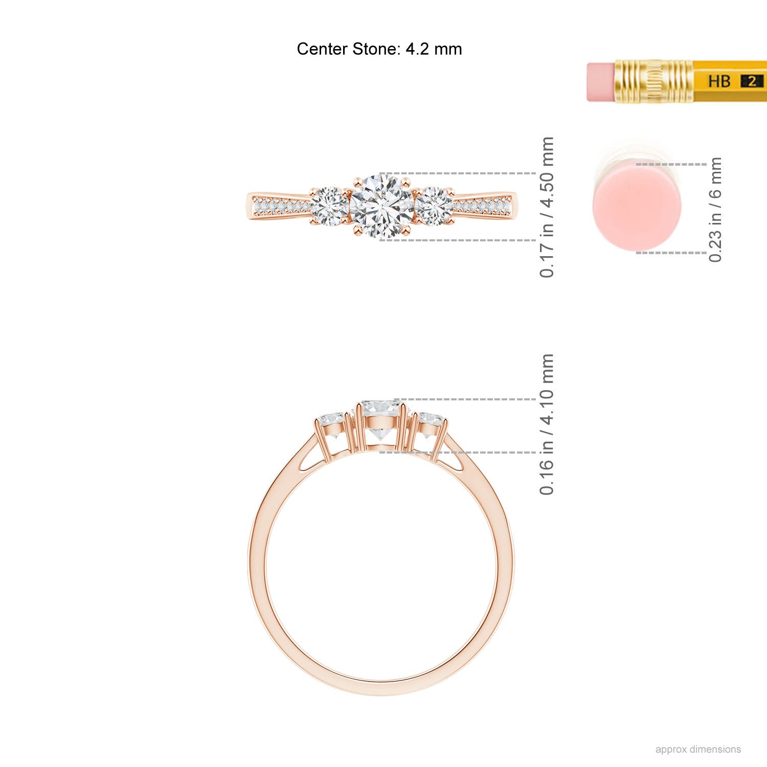 H, SI2 / 0.52 CT / 14 KT Rose Gold