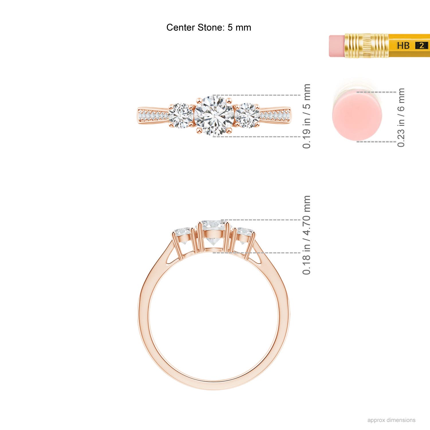 H, SI2 / 0.75 CT / 14 KT Rose Gold