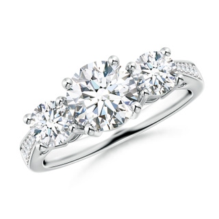 7mm GVS2 Cathedral Three Stone Diamond Engagement Ring in P950 Platinum