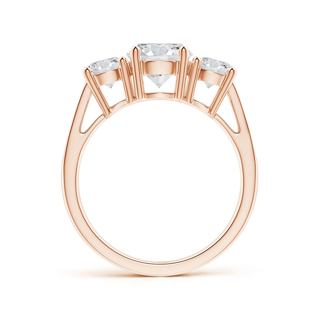 7mm HSI2 Cathedral Three Stone Diamond Engagement Ring in Rose Gold Side 199