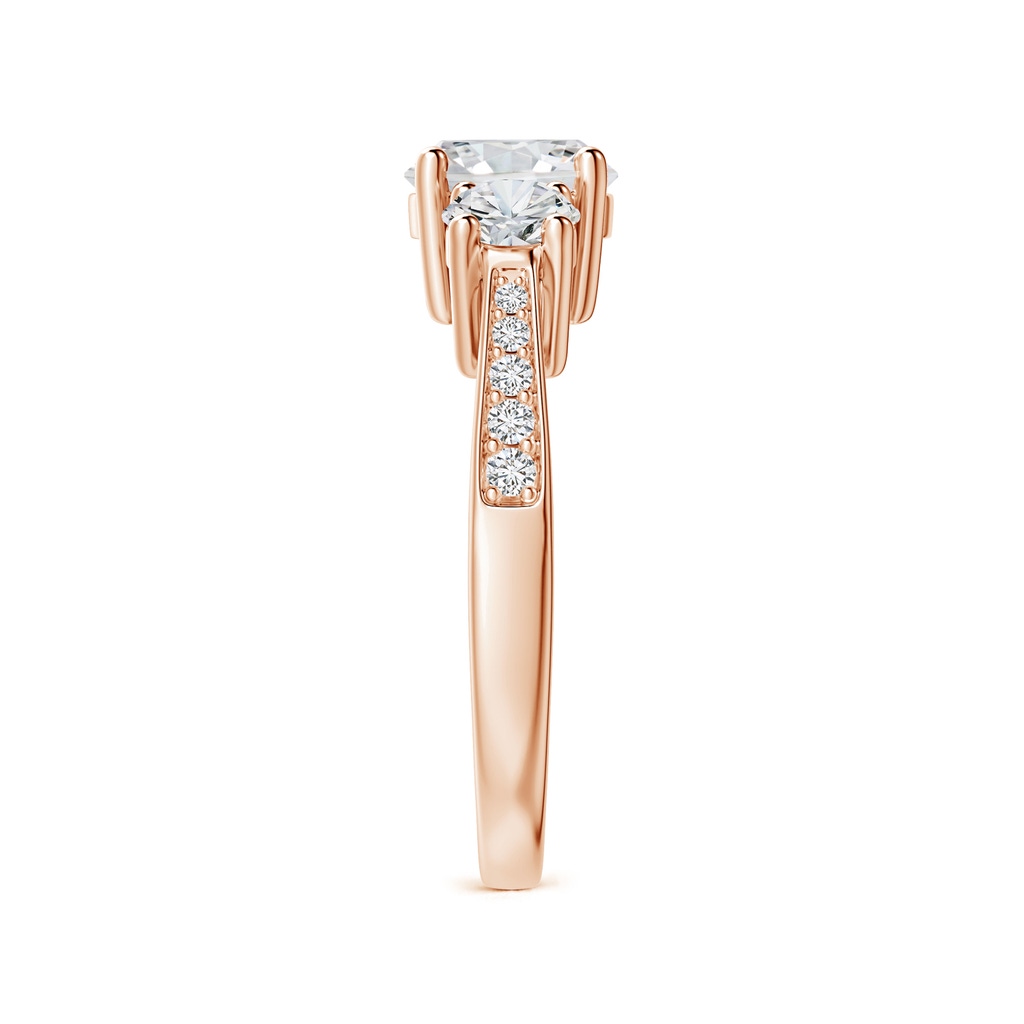 7mm HSI2 Cathedral Three Stone Diamond Engagement Ring in Rose Gold Side 299
