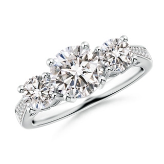7mm IJI1I2 Cathedral Three Stone Diamond Engagement Ring in P950 Platinum