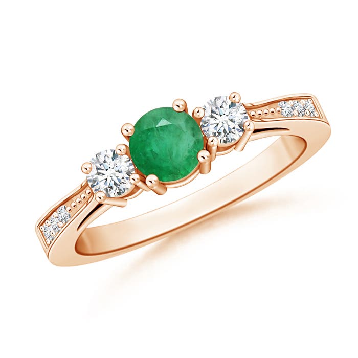 A - Emerald / 0.73 CT / 14 KT Rose Gold