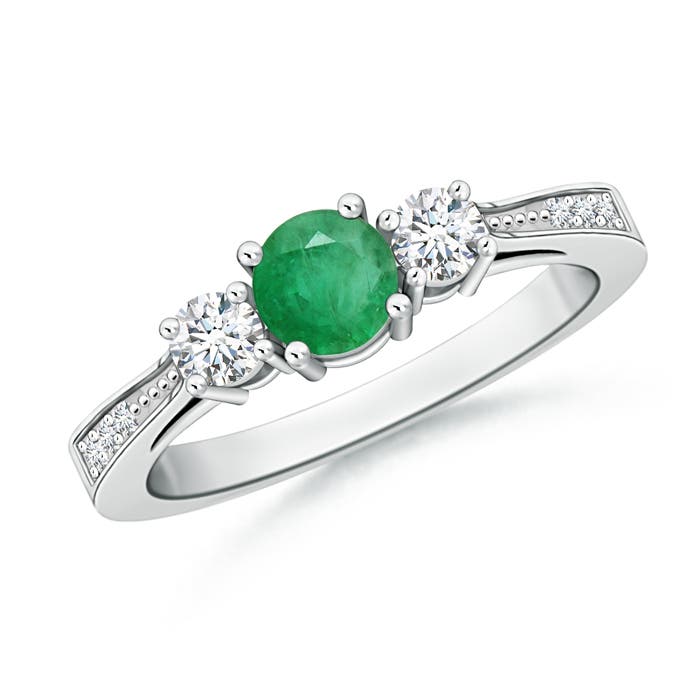 A - Emerald / 0.73 CT / 14 KT White Gold