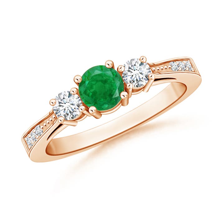 AA - Emerald / 0.73 CT / 14 KT Rose Gold