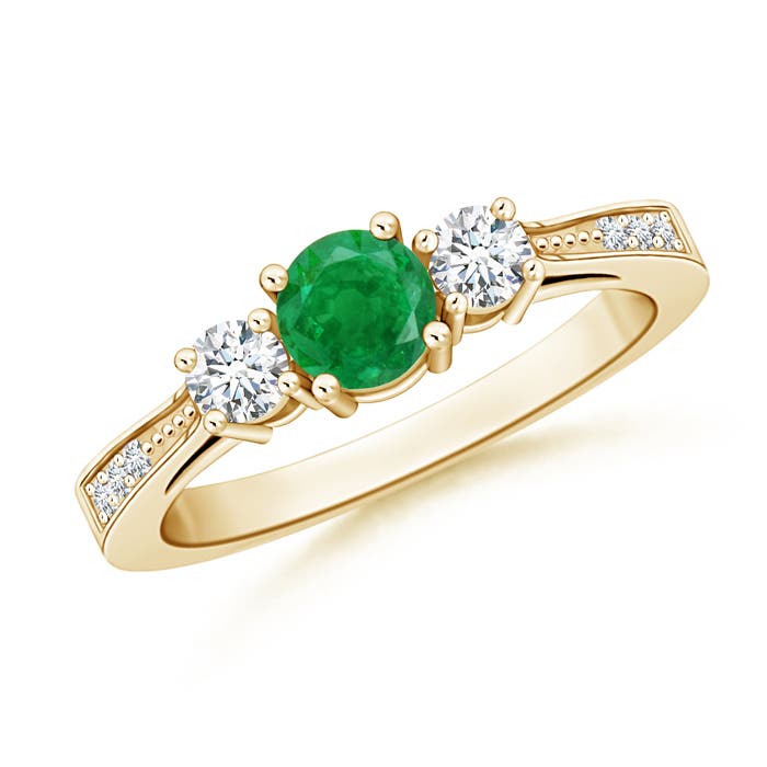 AA - Emerald / 0.73 CT / 14 KT Yellow Gold