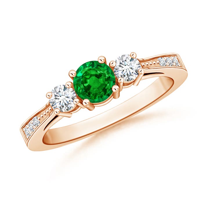 AAAA - Emerald / 0.73 CT / 14 KT Rose Gold