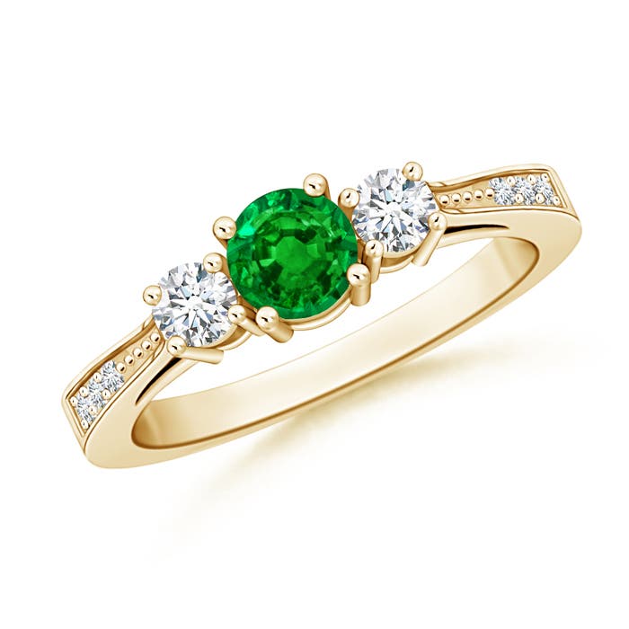 AAAA - Emerald / 0.73 CT / 14 KT Yellow Gold