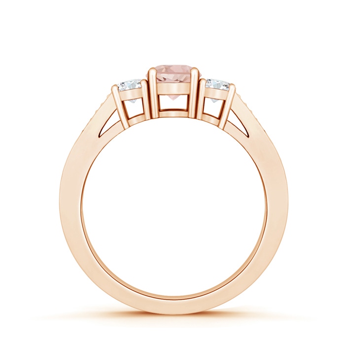 5mm AAA Cathedral Three Stone Morganite & Diamond Engagement Ring in Rose Gold product image