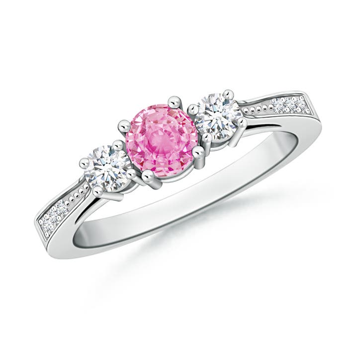 A - Pink Sapphire / 0.88 CT / 14 KT White Gold