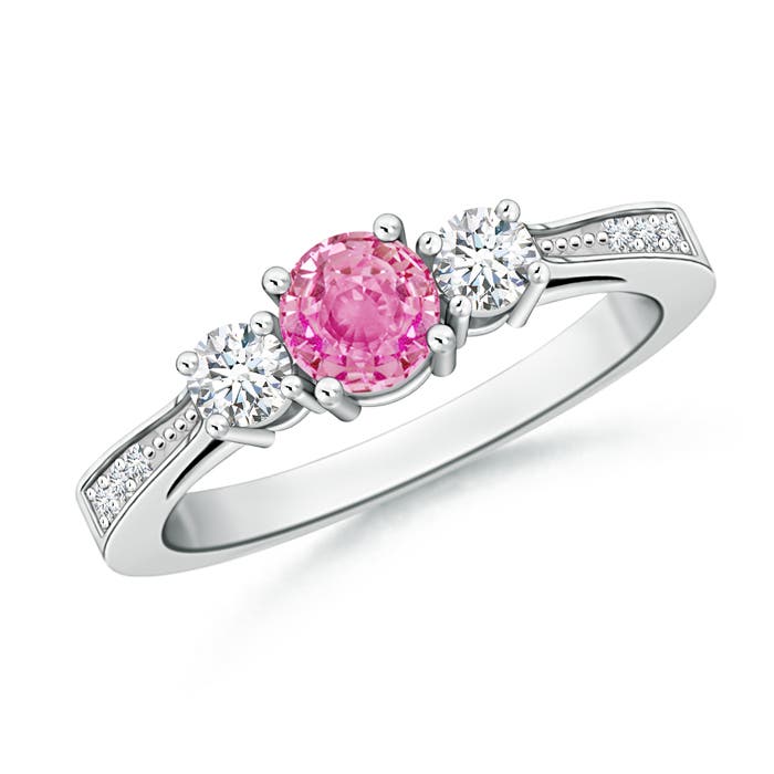 AA - Pink Sapphire / 0.88 CT / 14 KT White Gold