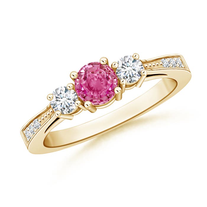 AAA - Pink Sapphire / 0.88 CT / 14 KT Yellow Gold