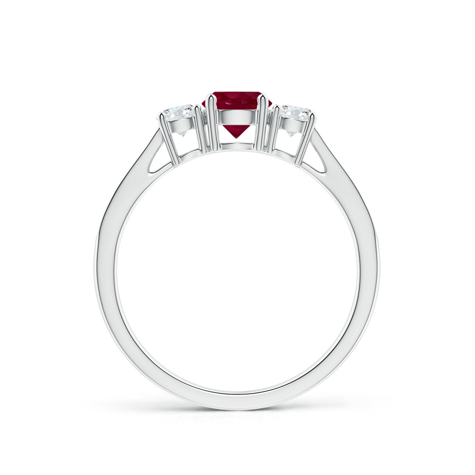 5mm A Cathedral Three Stone Ruby & Diamond Engagement Ring in White Gold side-1