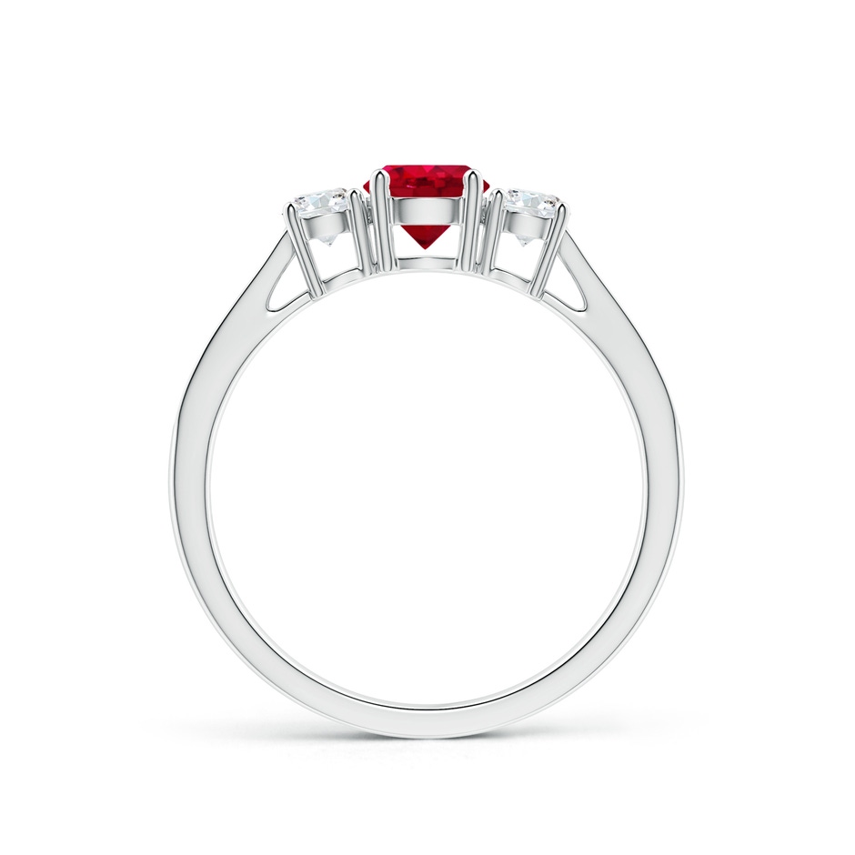 5mm AAA Cathedral Three Stone Ruby & Diamond Engagement Ring in P950 Platinum side-1