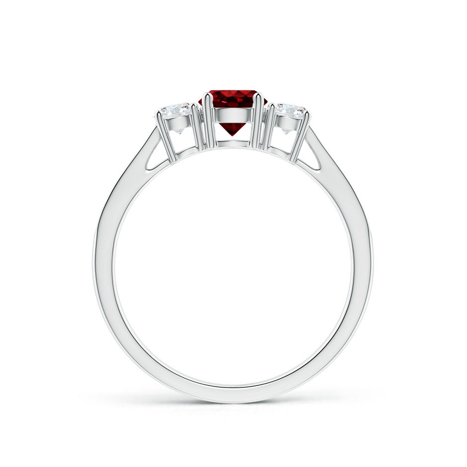 5mm AAAA Cathedral Three Stone Ruby & Diamond Engagement Ring in P950 Platinum side-1