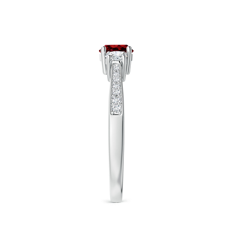 5mm AAAA Cathedral Three Stone Ruby & Diamond Engagement Ring in P950 Platinum side-2