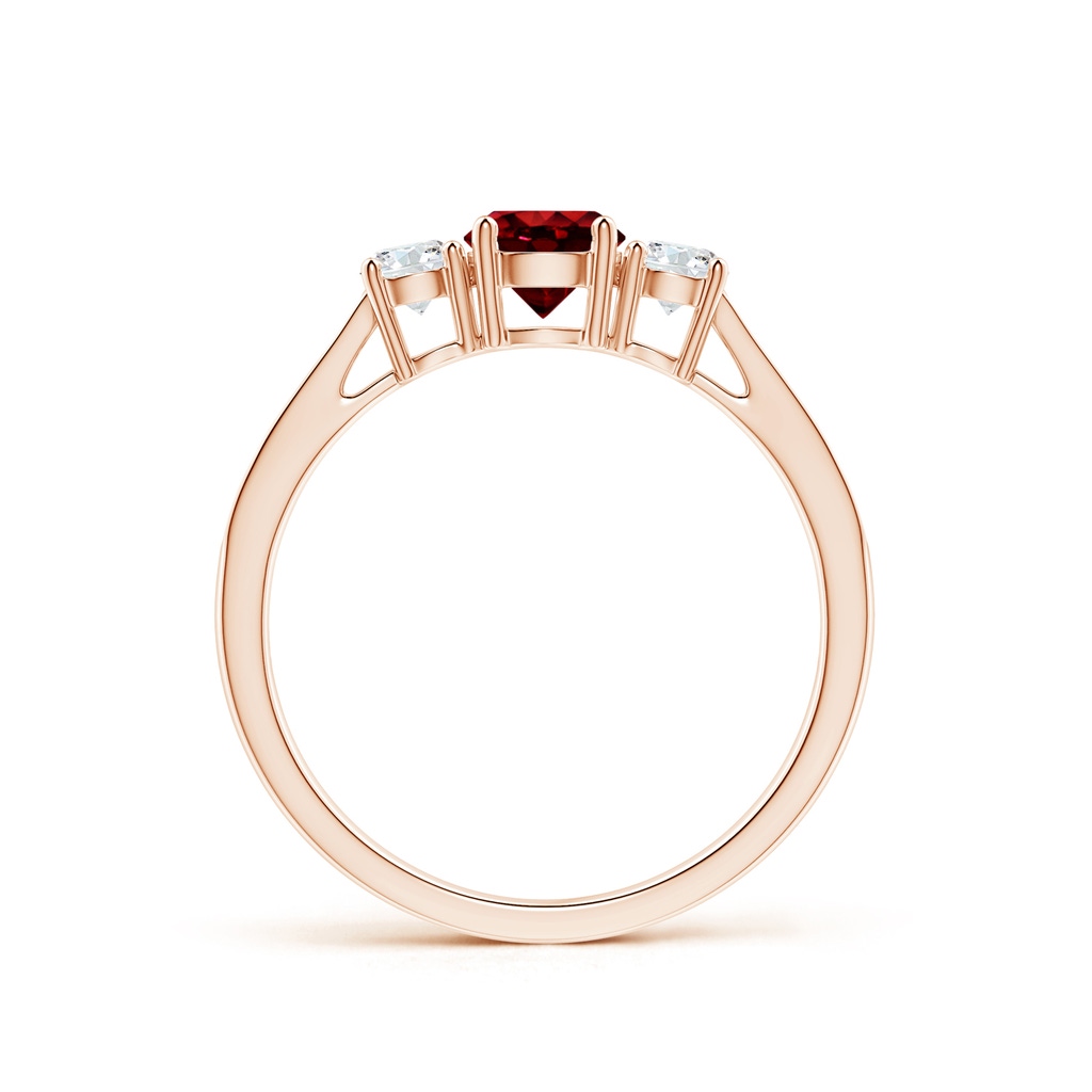 5mm AAAA Cathedral Three Stone Ruby & Diamond Engagement Ring in Rose Gold - side_1