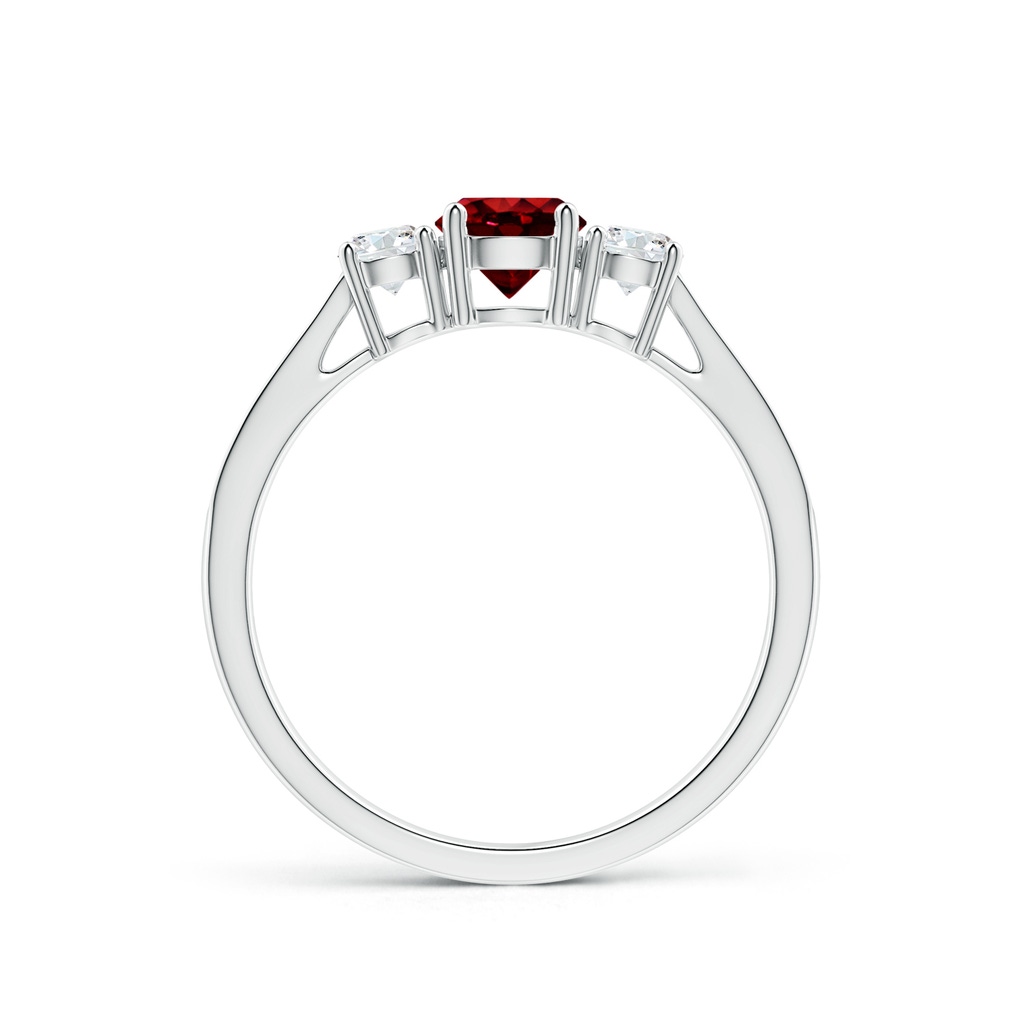 5mm AAAA Cathedral Three Stone Ruby & Diamond Engagement Ring in White Gold Side-1
