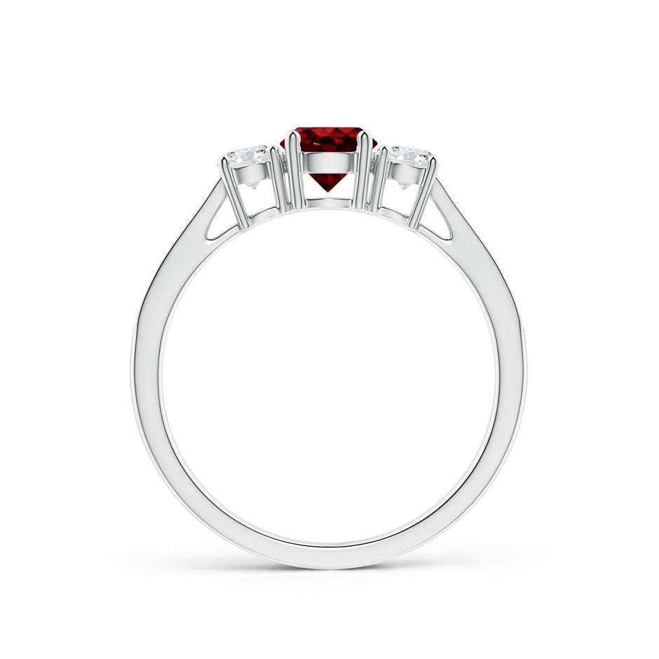 5mm Lab-Grown Cathedral Three Stone Ruby & Diamond Engagement Ring in White Gold side-1