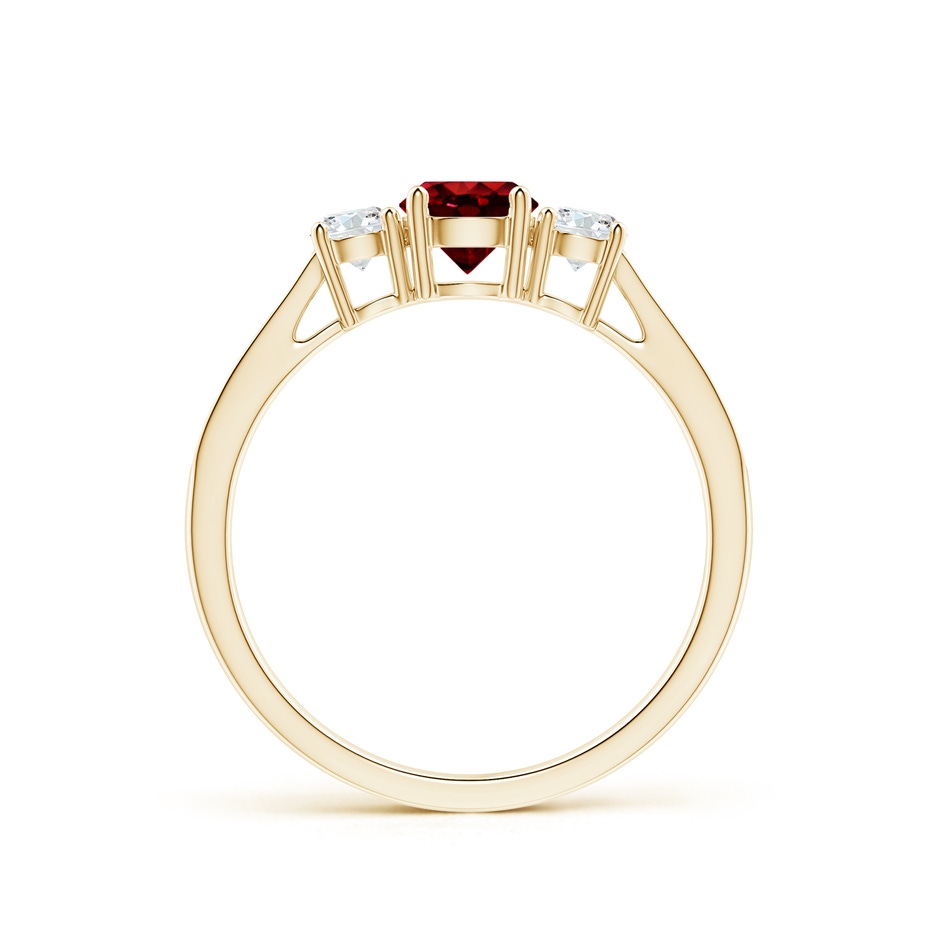 5mm AAAA Cathedral Three Stone Ruby & Diamond Engagement Ring in Yellow Gold side-1