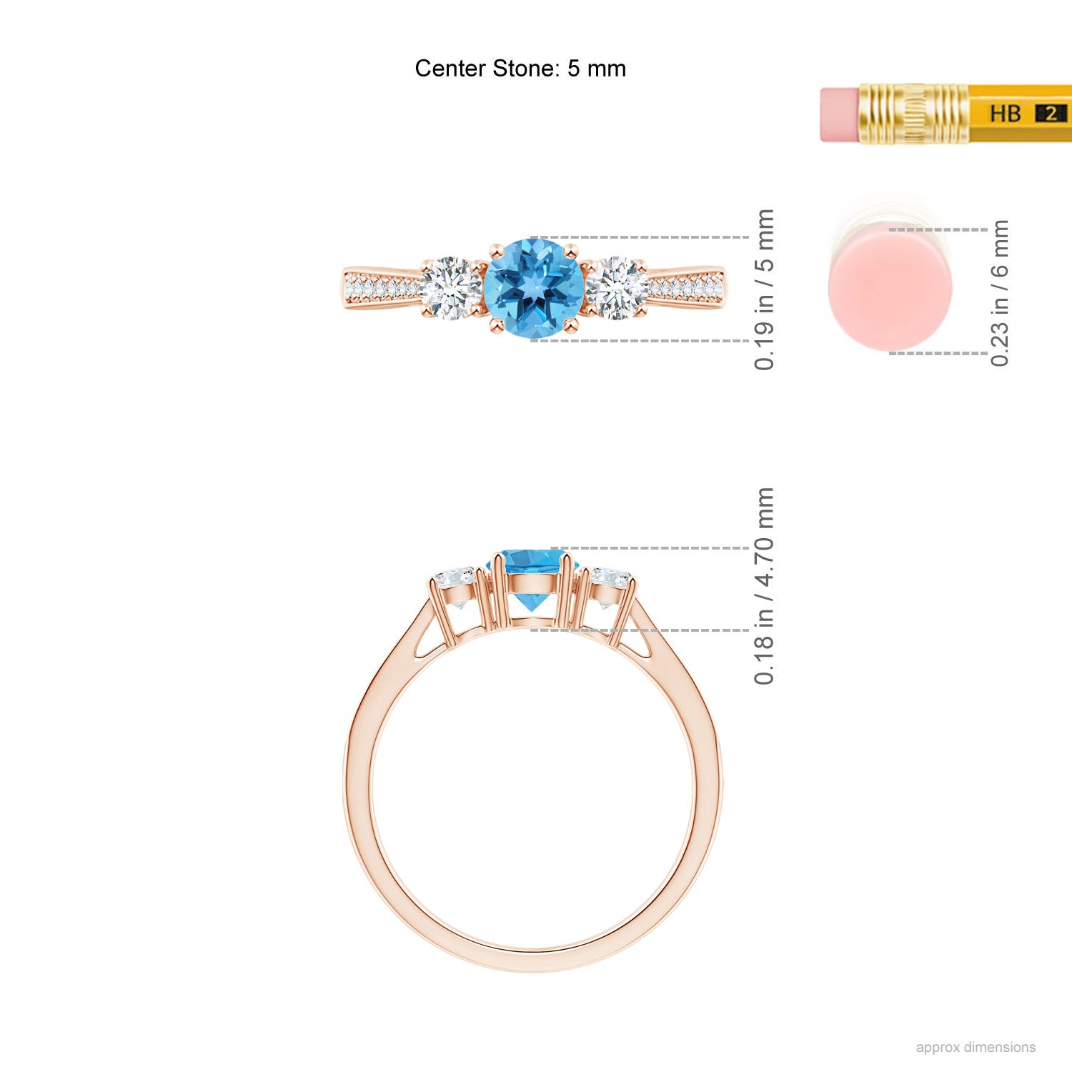 AA - Swiss Blue Topaz / 0.88 CT / 14 KT Rose Gold