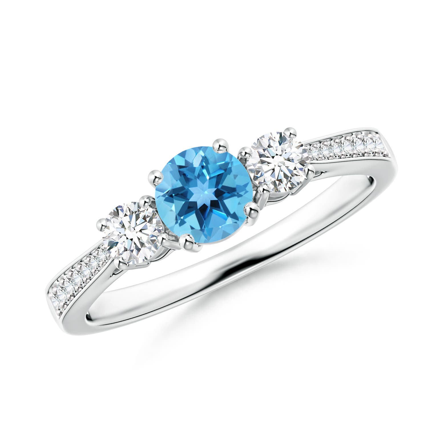 AA - Swiss Blue Topaz / 0.88 CT / 14 KT White Gold