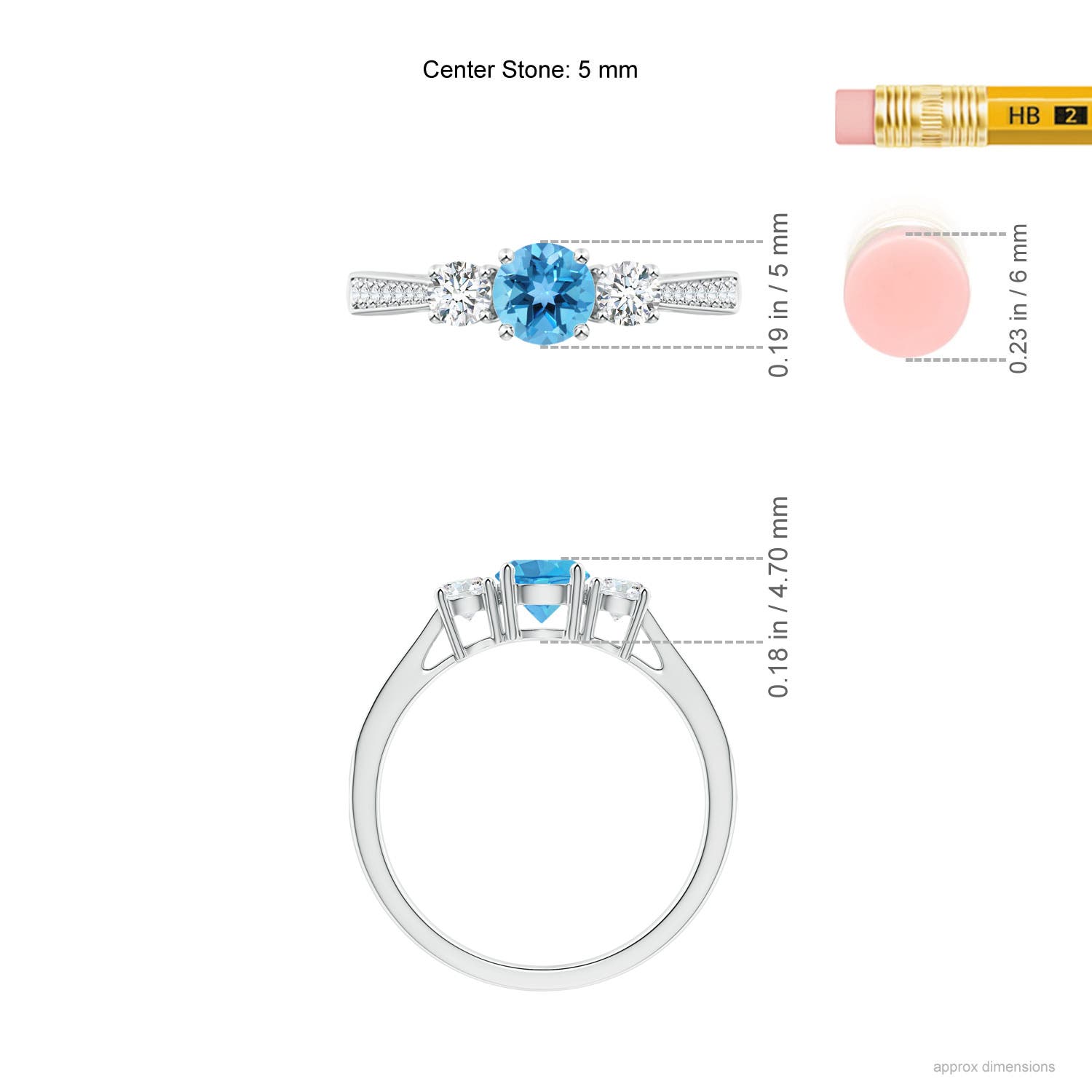 AA - Swiss Blue Topaz / 0.88 CT / 14 KT White Gold