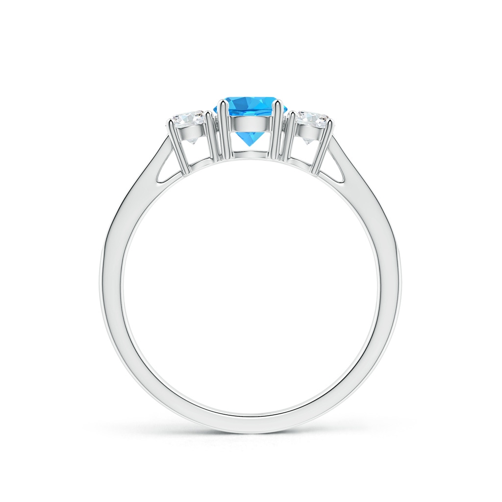 5mm AAA Cathedral Three Stone Swiss Blue Topaz Engagement Ring in White Gold Side-1