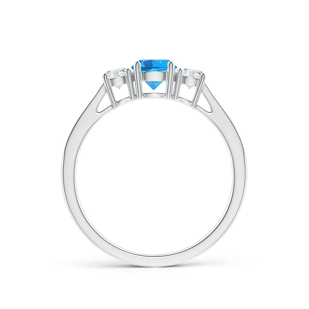 5mm AAAA Cathedral Three Stone Swiss Blue Topaz Engagement Ring in White Gold Side-1