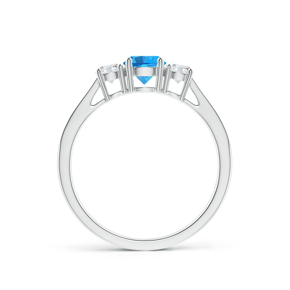 5mm AAAA Cathedral Three Stone Swiss Blue Topaz Engagement Ring in White Gold side-1