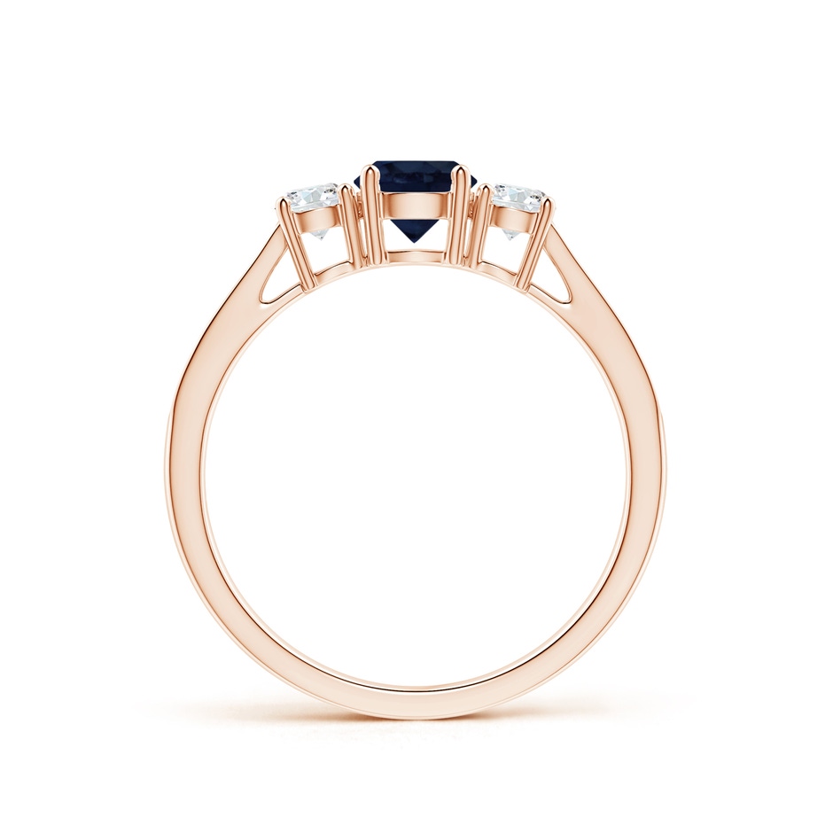 5mm A Cathedral Three Stone Sapphire & Diamond Engagement Ring in Rose Gold side-1