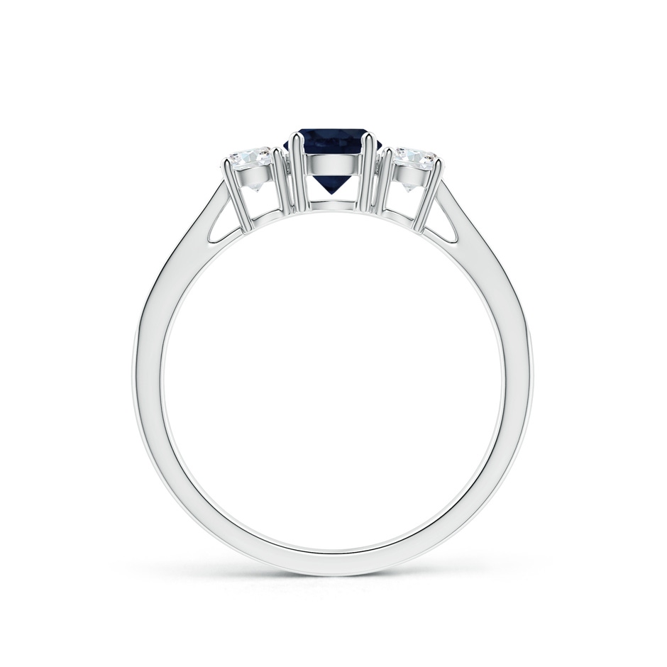 5mm A Cathedral Three Stone Sapphire & Diamond Engagement Ring in White Gold side-1