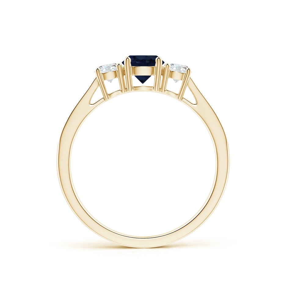 5mm A Cathedral Three Stone Sapphire & Diamond Engagement Ring in Yellow Gold side-1