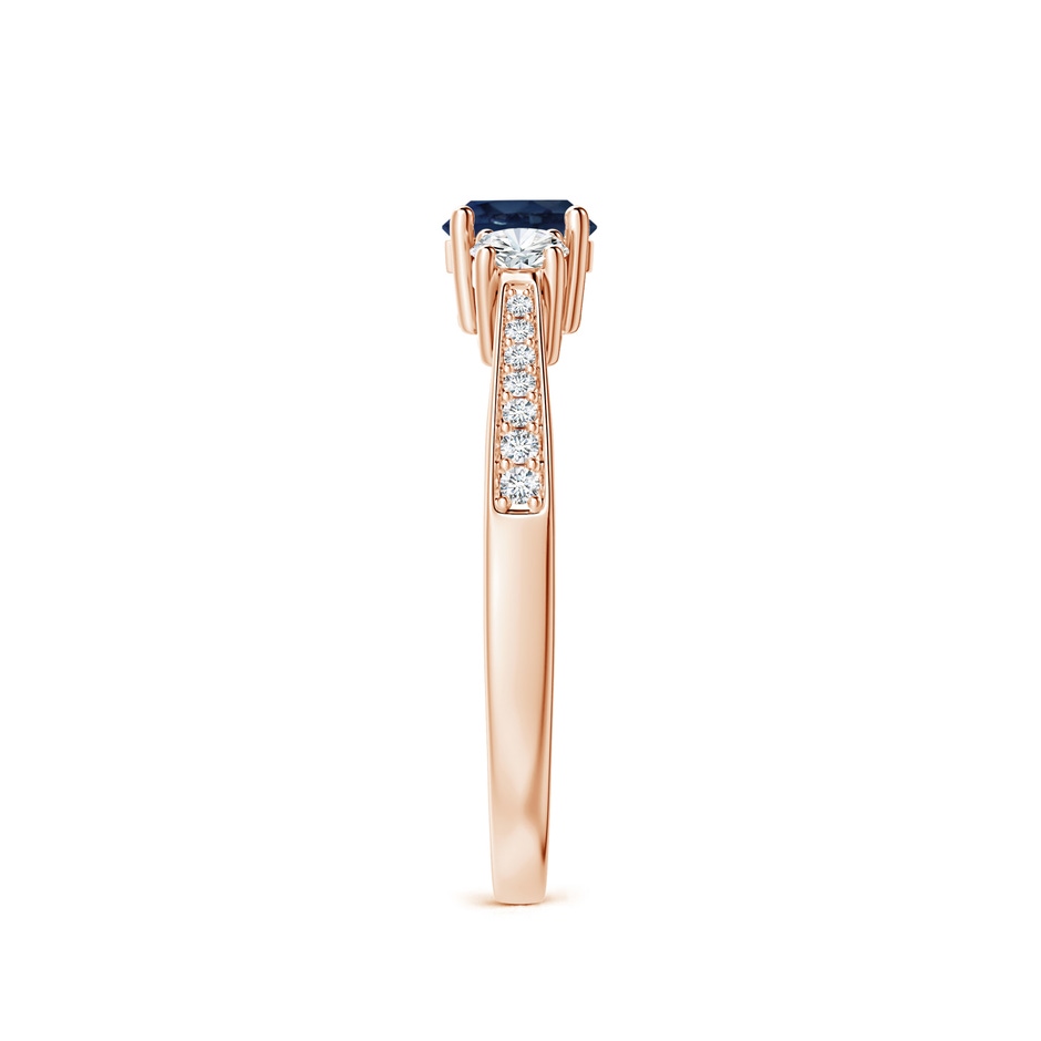 5mm AA Cathedral Three Stone Sapphire & Diamond Engagement Ring in Rose Gold side-2