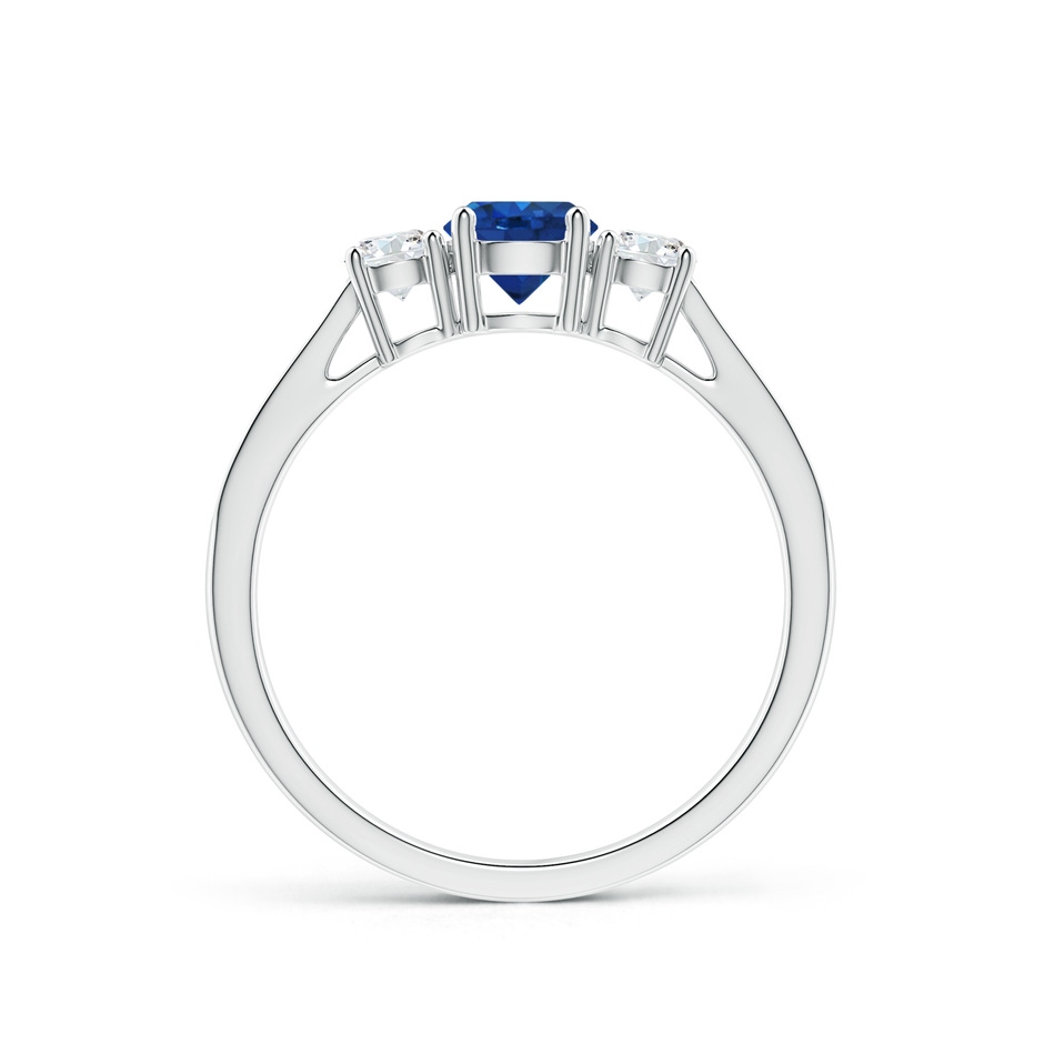 5mm AAA Cathedral Three Stone Sapphire & Diamond Engagement Ring in P950 Platinum side-1