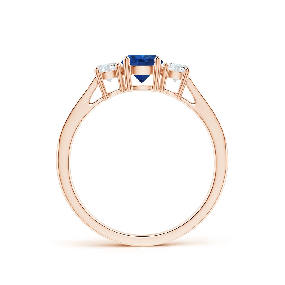 5mm AAA Cathedral Three Stone Sapphire & Diamond Engagement Ring in Rose Gold side-1
