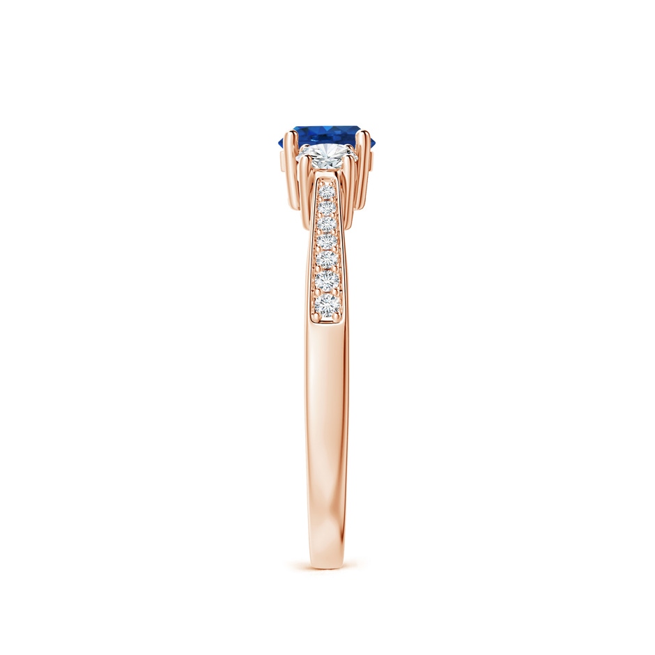 5mm AAA Cathedral Three Stone Sapphire & Diamond Engagement Ring in Rose Gold side-2