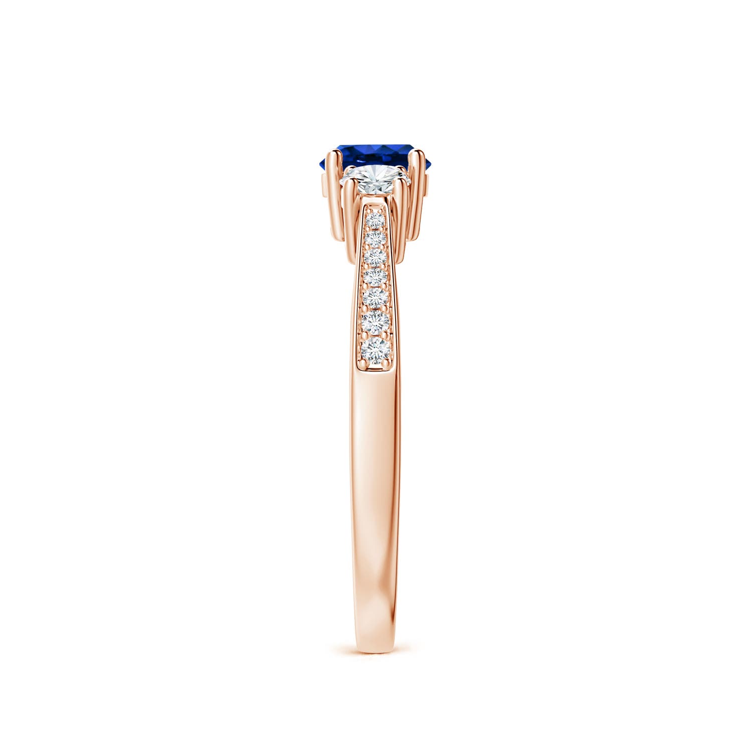 AAAA - Blue Sapphire / 0.88 CT / 14 KT Rose Gold