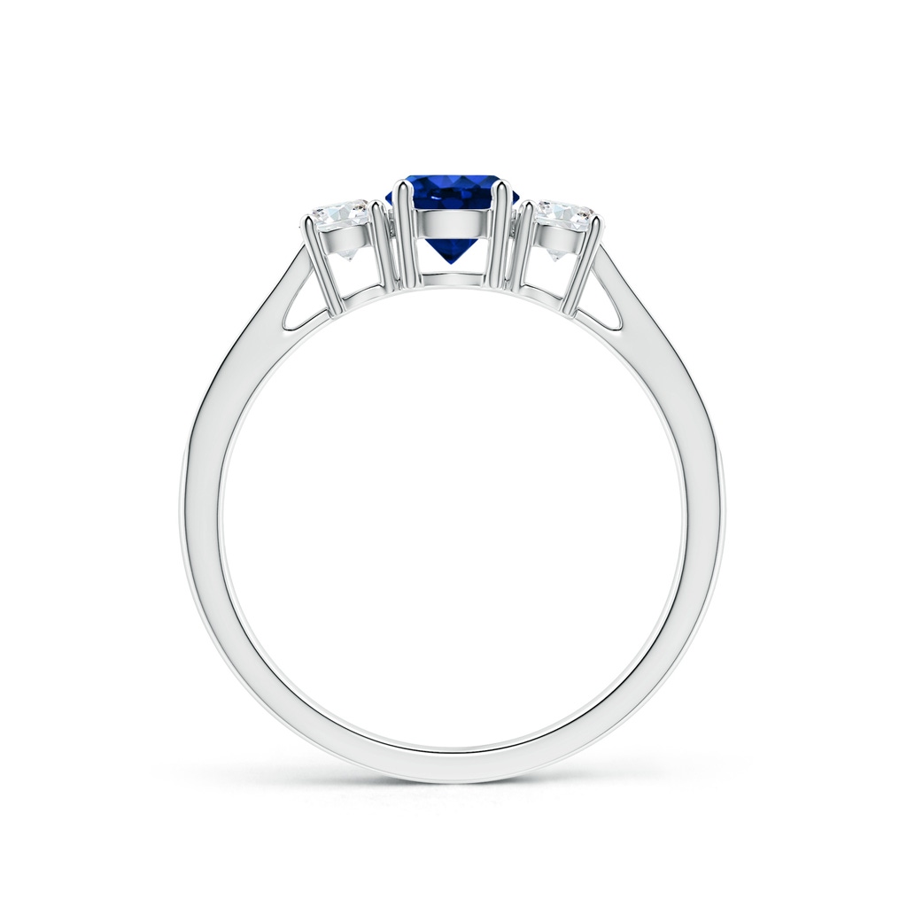 5mm Lab-Grown Cathedral Three Stone Sapphire & Diamond Engagement Ring in White Gold - side_1