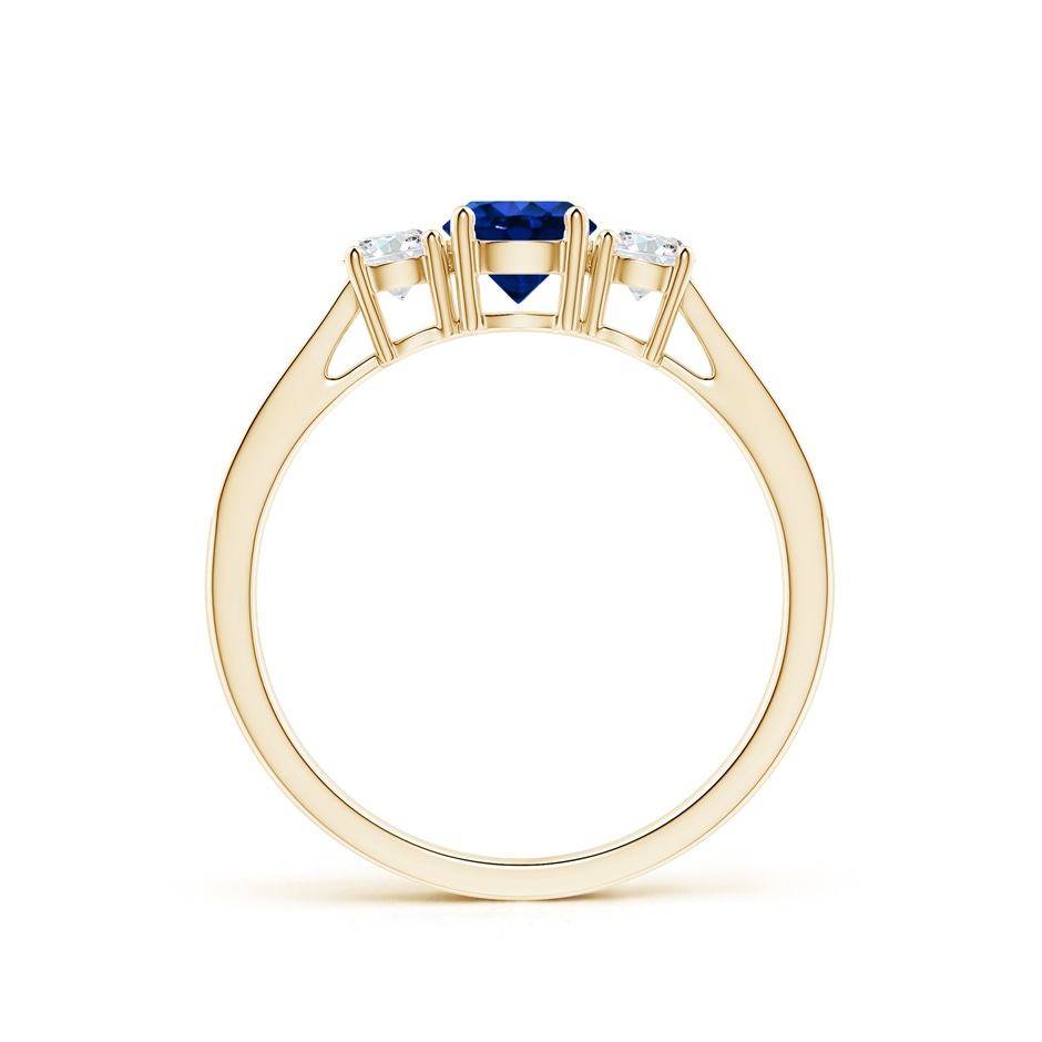 5mm Lab-Grown Cathedral Three Stone Sapphire & Diamond Engagement Ring in Yellow Gold side-1