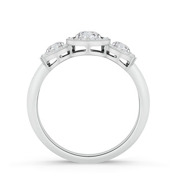 4.5mm HSI2 Three Stone Diamond Engagement Ring with Halo in White Gold product image