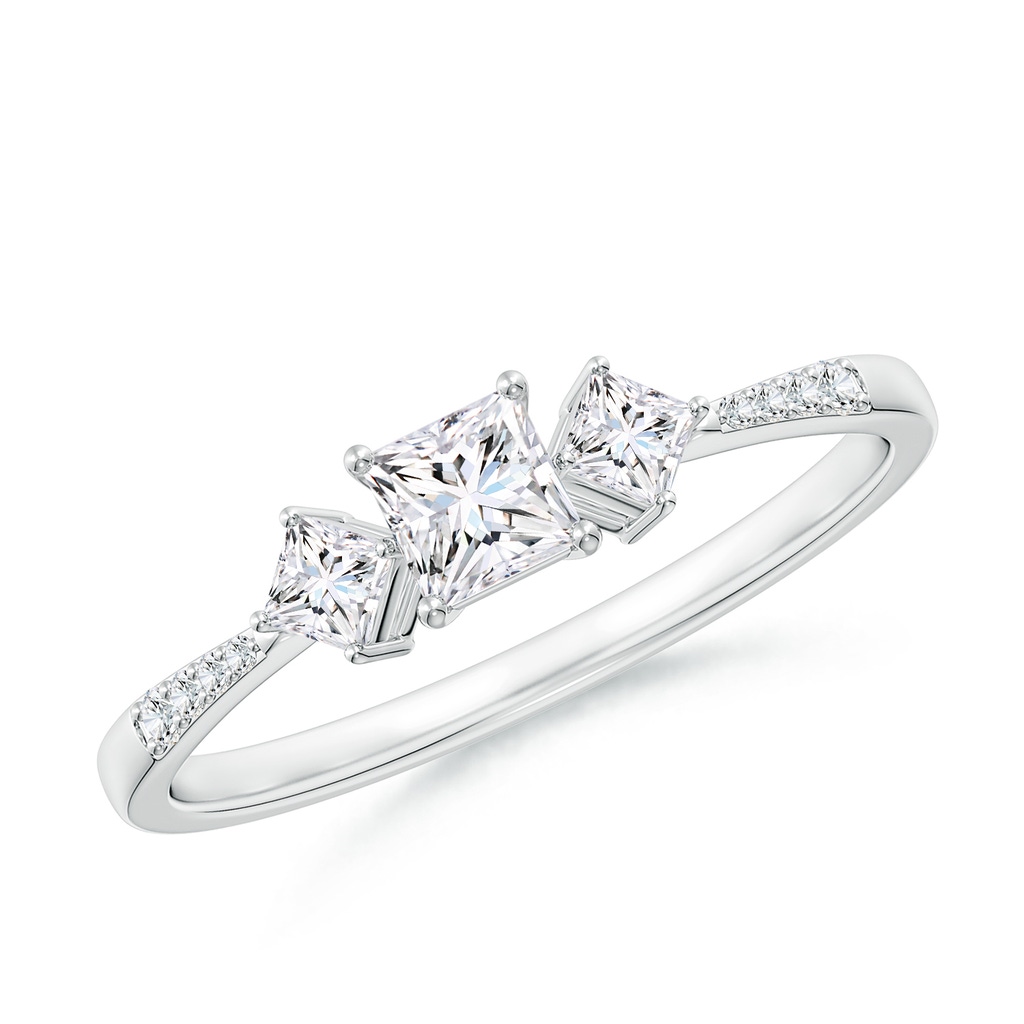 3.5mm GVS2 Three Stone Diamond Engagement Ring in White Gold