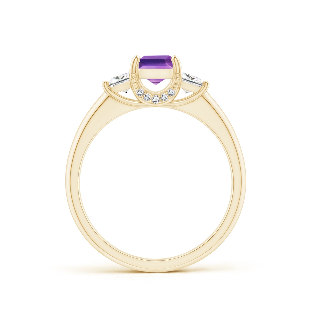 5mm AAAA Classic Square Amethyst and Diamond Engagement Ring in Yellow Gold Product Image