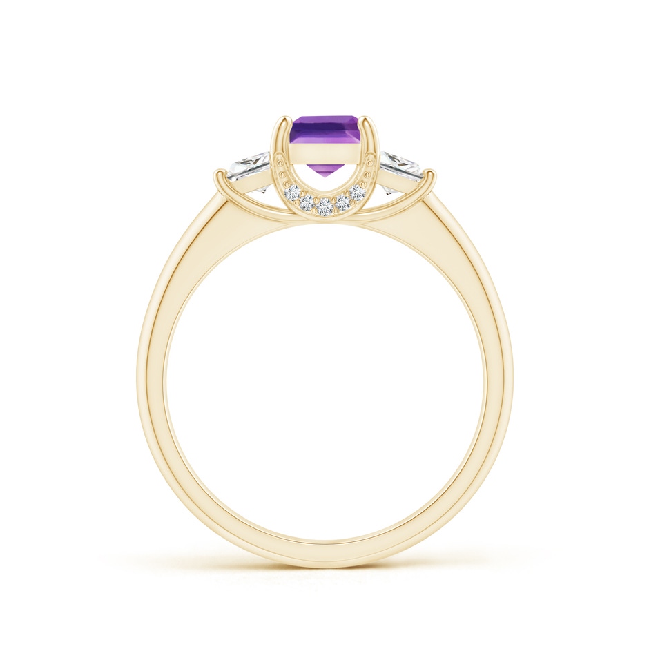 5mm AAAA Classic Square Amethyst and Diamond Engagement Ring in Yellow Gold product image