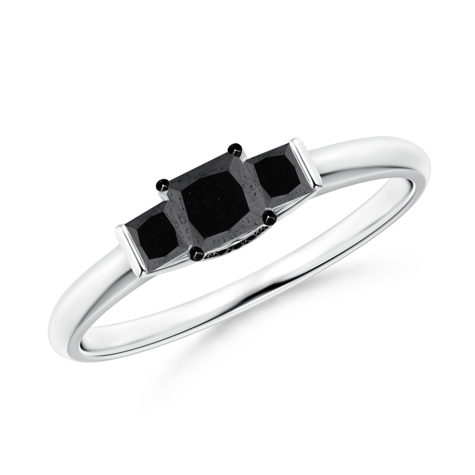 3.6mm A Classic Princess-Cut Enhanced Black Diamond Engagement Ring in 9K White Gold 
